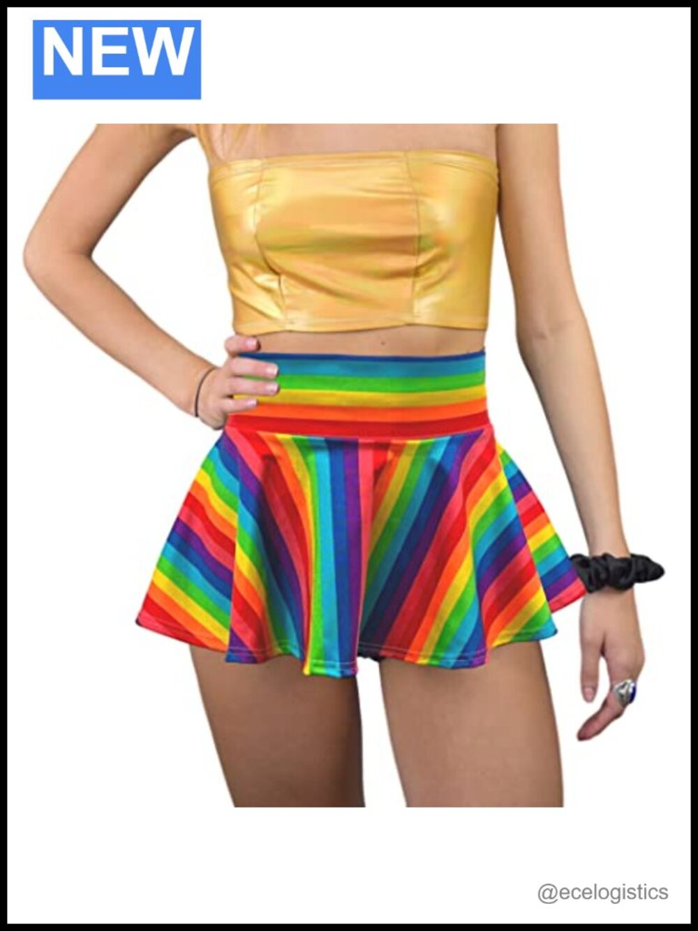 Mini Skater Skirt 10" Spandex Rave Pride Skirt Made in USA